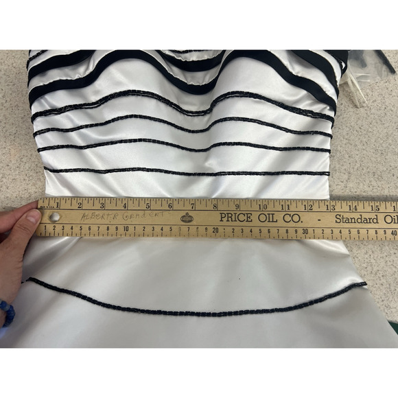 Y2K Xcite White Dress black beads hot pink Tulle Rock, Goth, Edgy 6 Prom formal - Picture 14 of 16